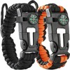2 Pack Adjustable Paracord Bracelets Kit Ourtdoor Survival Bracelets Gift