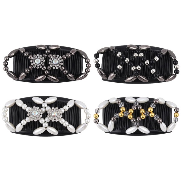 GIEEU Magic Beads Hair Comb, 4 PCS Double Side Combs