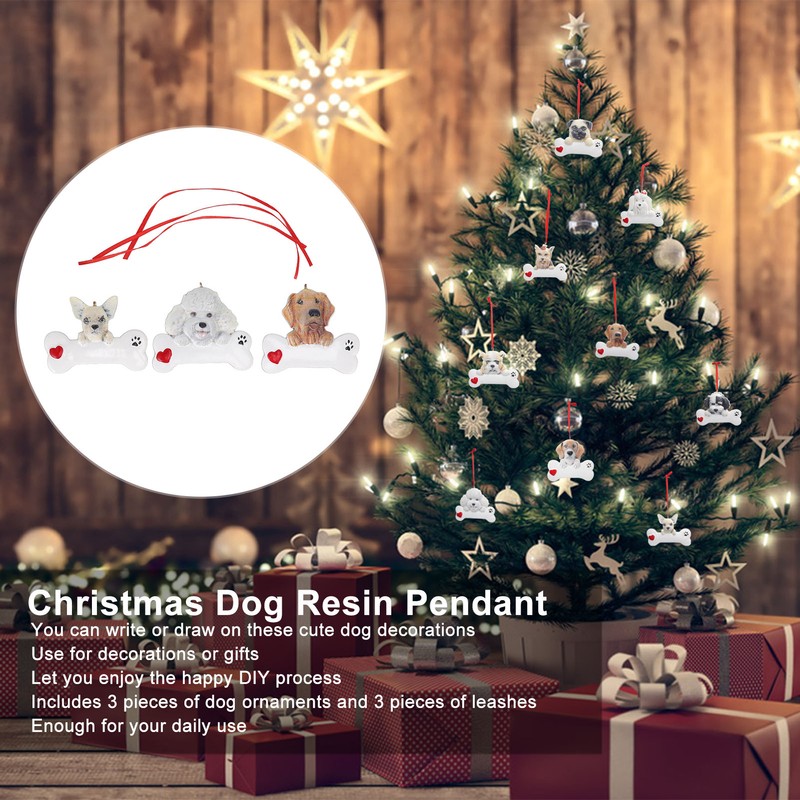 Christmas Tree Dog Resin Pendant Wear Resistant DIY Xmas Puppy