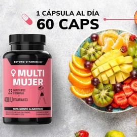 Multivitamínico para Mujer con 24 Ingredientes y Vitaminas | Suplemento de Vitaminas para Mujer con Vitamina D3, Vitamina E, Biotina | Suplemento Alim