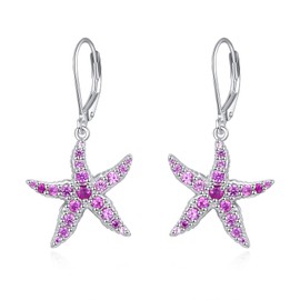 YAFEINI Starfish Earrings, Sterling Silver Starfish Leverback Earrings, Ocean Jewellery for Women, Girls, Gifts, Silver, Not known.
