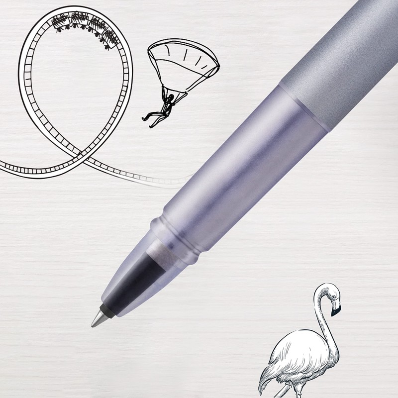 Parker Vector XL Rollerball Pen | Metallic Silver-Blue Lacquer on