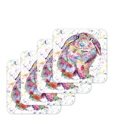 Coaster Lop Rabbit Bunny Eared Wildlife Animals Coasters Watercolour Art Gift Work Office Dining Tea coffee (4)