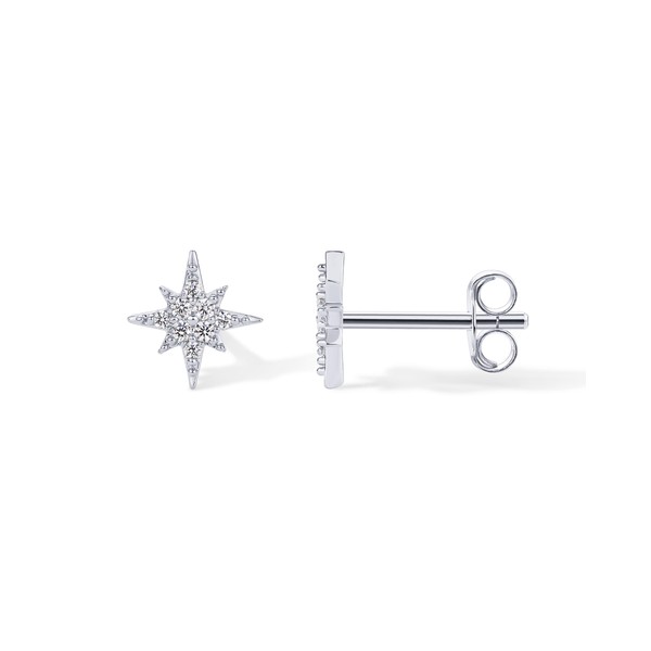 PAVOI Rhodium Plated Cubic Zirconia Star Stud Earrings for Women