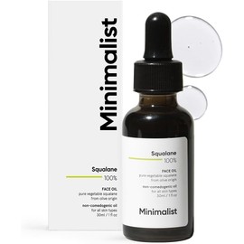 Minimalist Aceite Facial Hidratante Con 100% De Escualano (Derivado De Plantas) Mejora La Hidratación De La Piel Y Reduce Las Líneas Finas Restaura La Flexibilidad, 1 Onza Líquida (Paquete De