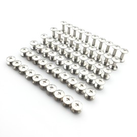 Julyun 50 Sets Metal Snap Rivets Chicago Screw 3MM Length, Slotted Cross Head Stud Nail Rivets, Chicago Button for DIY Planner, Leather Decoration, Bookbinding