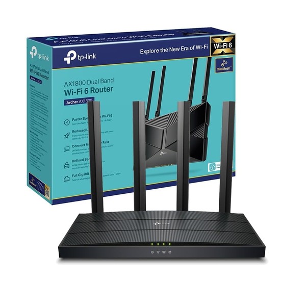 TP-Link Archer AX18 Wi-Fi 6 Wi-Fi Router, Dual Band AX1500, 4 Gigabit Ports, WPA3, Parental Control, Guest Network, No DSL Function