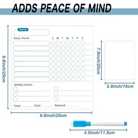 Magnetic Chore Chart, 4 Pack Dry Erase Behavior Charts 10 Markers, Reward Chart for Multiple Kids Teens Adults Family, Daily Responsibility Rewards Whiteboard for Kitchen Refrigerator