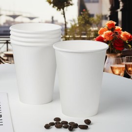 RACETOP Hot Paper Coffee Cups 12 oz [300 Pack], Disposable Coffee Cups 12 oz, Upgraded Weight Of Paper, White