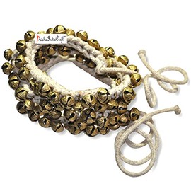 Prisha India Craft Kathak Ghungroo Pair, (75+75) (16 No. Ghungroo) Big Bells Best quality Tied with Cotton Cord Indian Classical Dancers Anklet Musical Instrument