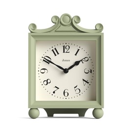 Jones Clocks® Parlour mantel clock | Classic carriage clock | Sage green | Elegant square decorative case, perfect for mantel, shelf, table or bedside