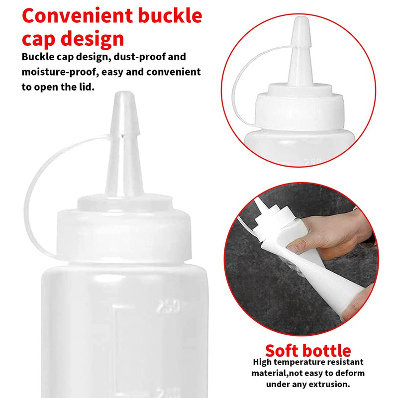 Abnaok 8oz Food Grade Plastic Squeeze Condiment Bottles with Cap