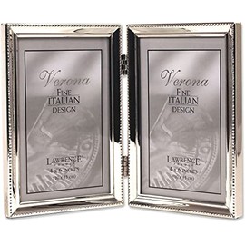 Lawrence Frames Bead Border Design, 4x6 Double, Silver
