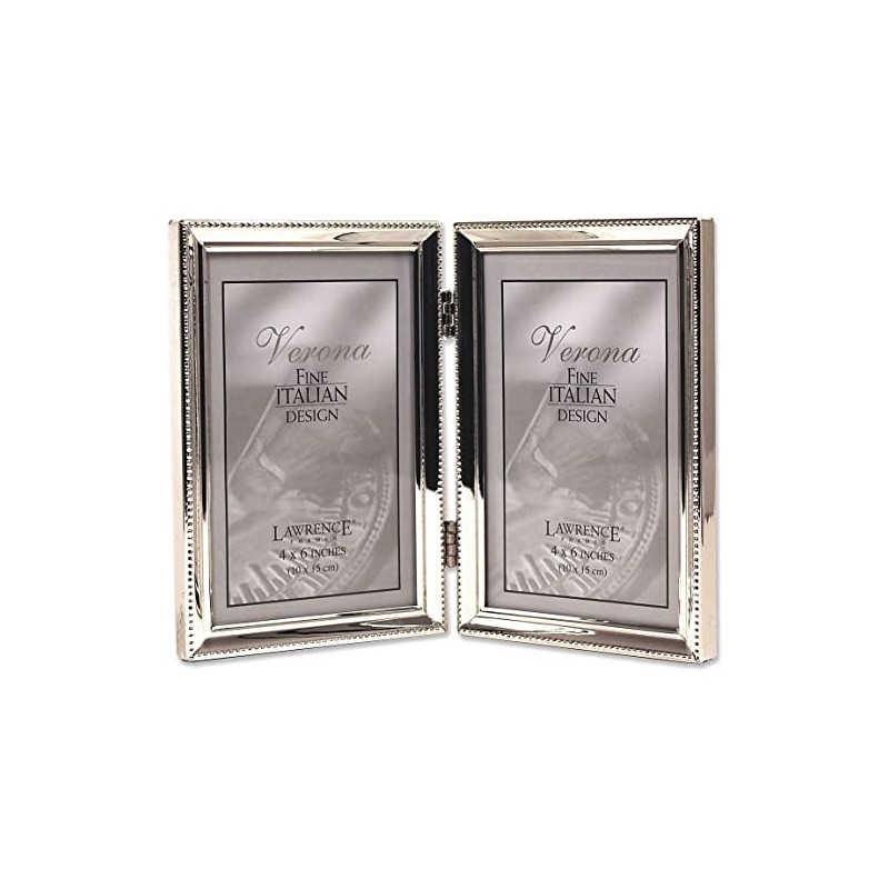 Lawrence Frames Bead Border Design, 4x6 Double, Silver