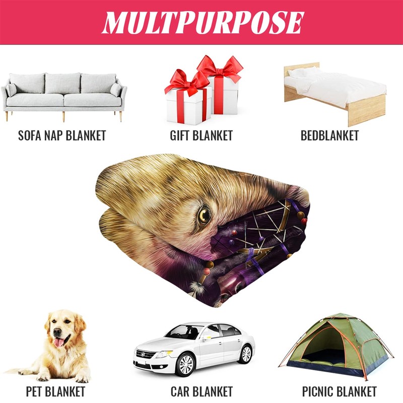 YISUMEI Wolf Dreamcatcher Fleece Throw Blanket (150x200 cm)