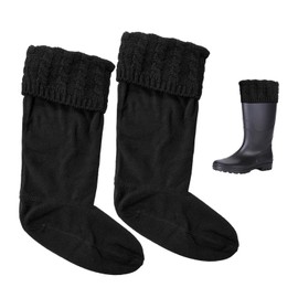 1 Pair of Rain Boot Lining, Rain Boot Liner, Winter Boot Socks, Thermal Lining, Warm Polar Fleece Knitted Socks, High Socks, Suitable for Outdoor Travel, Camping, And Daily Wear in Winter (Black)