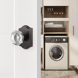 Gobrico Single Side Dummy Clear Crystal Door Knobs No Lock Interior Half Dummy Door Handles Inactive Half Dummy Door Levers in Oil Rubbed Bronze 3 Pack