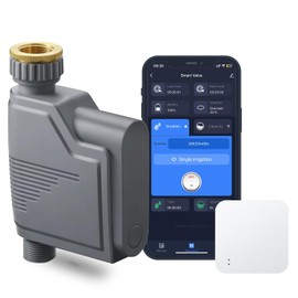 Haozee WiFi Sprinkler Timer,Smart Water Timer for Garden Hose with Hub,Built-in Flow Meter,Support Home Assistant Zigbee2mqtt,Automatic Irrigation Controller System for Lawns and Yard.