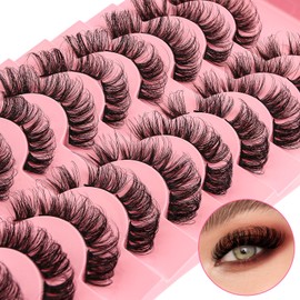 Cluster Lashes False Eyelashes Individual D Curl Russian Strip Lashes Fluffy Wispy DIY Eyelash Extension Natural Look Reusable lashes Handmade Thick Soft Dramatic Fake Eyelashes 10 Pairs (DD05-15)