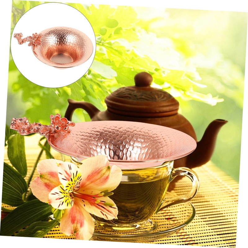 Mobestech Copper Tea Infuser Filter with Heat Resistant Plum Blossom