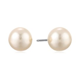 1928 Jewelry Women's Silver Tone 8mm Faux Pearl Stud Earrings
