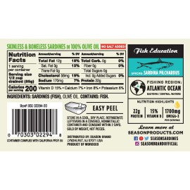 SEASON Wild Caught Sardines 6 Pack Rich In Omega 3 Fatty Acids Sustainable Protein