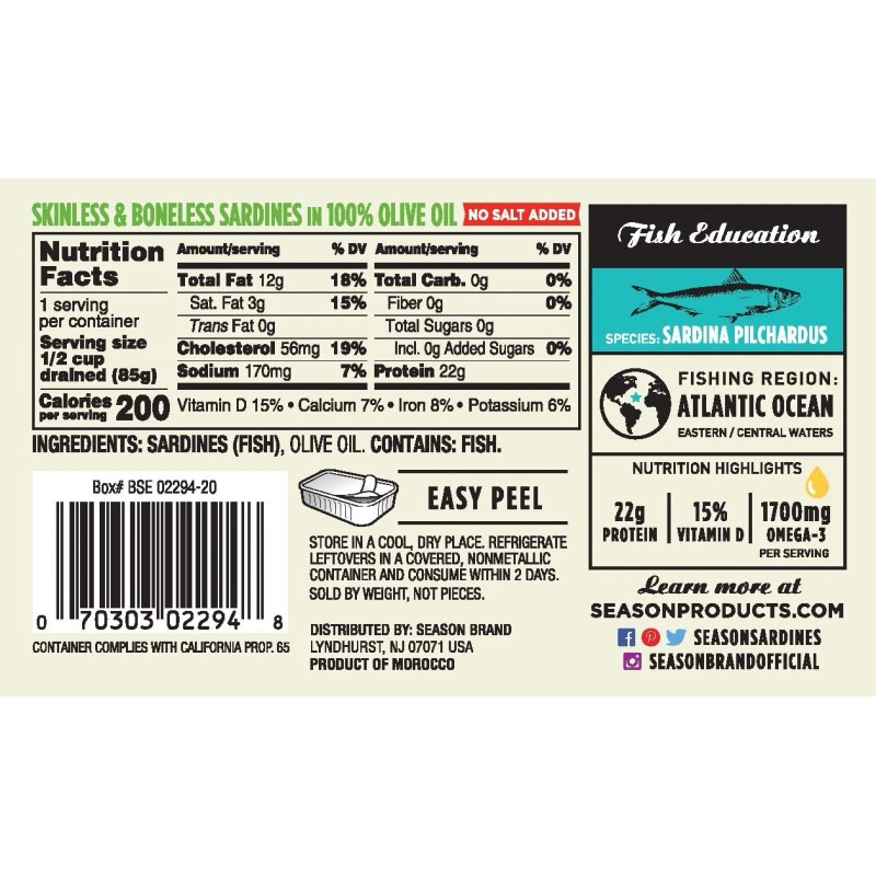 SEASON Wild Caught Sardines 6 Pack Rich In Omega 3