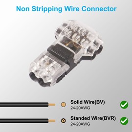 MELIFE 10PCS Low Voltage Wire Connectors Solid Connection, T Tap 2 Pin Quick Wire Splice Connectors, Self-Stripping 3 Way Wire Connector for LED Strip/Audio/Video/Automotive, 24-20 AWG