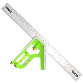 TRACER Combination Square 300mm (12 Inch). 45/90 degree Measuring Tool with built in Spirit Level and Scribe Tool. Metric & Imperial scales. Stainless Steel.