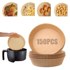 150 Sheets Non-Fryer Disposable Air Fryer Paper Tempura Sheet Round Inner Diameter 6.3 inches (16 cm) Heat Resistant 3-8L Applicable Disposable Oilproof Paper Water Resistant Compatible Air Fryer
