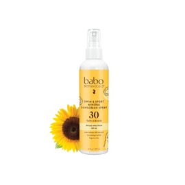 Babo Botanicals Swim & Sport Mineral Sunscreen Spray SPF 30 - Natural Zinc Oxide - Face & Body - For all ages - Dermatologist Tested - Cruelty-Free - Fragrance-Free - Water Resistant | Babo Botanicals