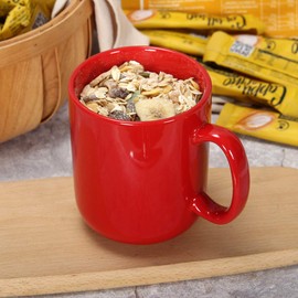 Taza de café grande de 20 oz, Smilatte M016 Taza de cerámica lisa con asa para papá y hombre, roja