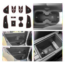 SKTU Door Slot Mat for 2025 Nissan Kicks Accessories Door Groove Gate Pad 11Pcs Fit 2025+ Nissan Kicks (S/SV/SR) Door Compartment Cup Center Console Liners 2025 Kicks Floor Liners (Red)