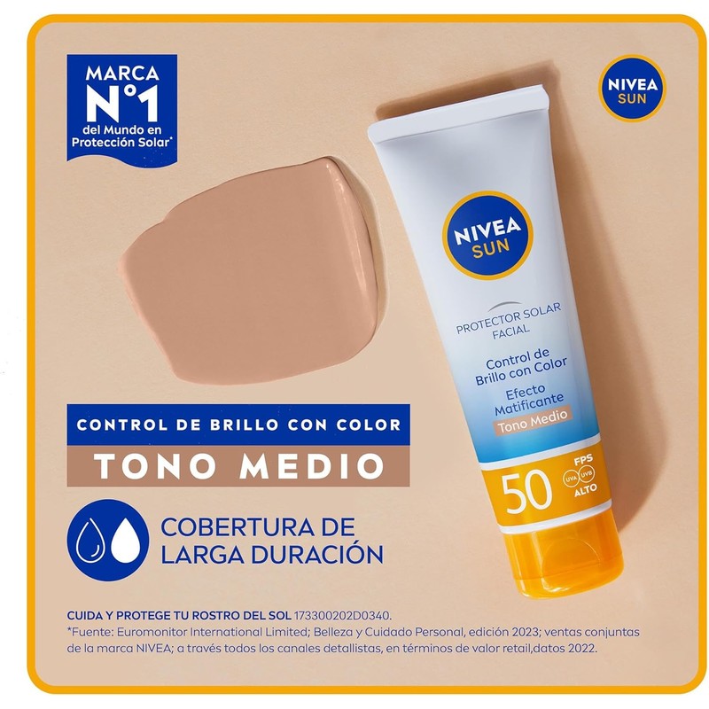 Protector Solar Facial NIVEA SUN Control Brillo Tono Medio FPS50+