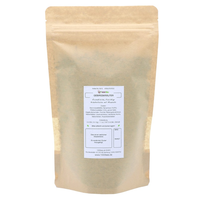 Herbal Tea Mountain Herbs with Mint Flavour, Fruity, Minty, Freshly