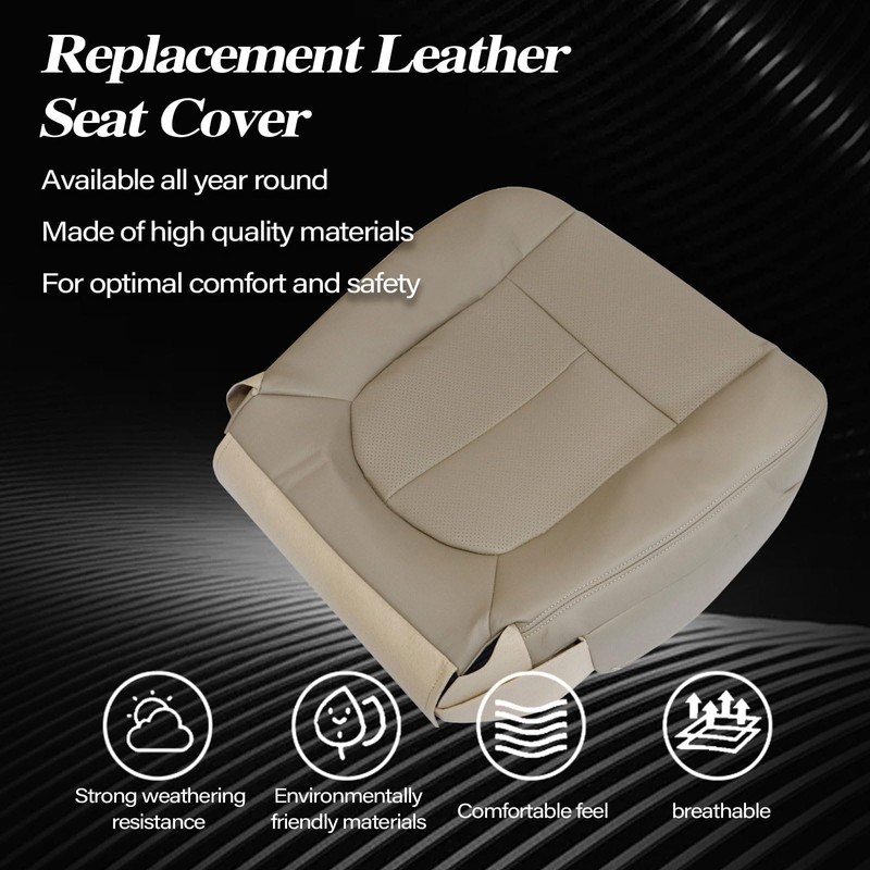 SecosAutoparts Driver Side Bottom Replacement Perforated Leather Seat Cover Tan