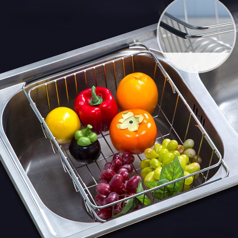 kaileyouxiangongsi Stainless Steel Sink Strainer Drain, Telescopic Drain Basket with