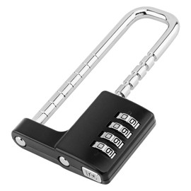 HOJLKLD Cabinet Lock, 4 Digit Combination Padlock, Stainless Steel Gym Locker Lock Code Long Adjustable Shackle Lock for Outdoor, School, Sports lockers, Fence, Gate (Black)