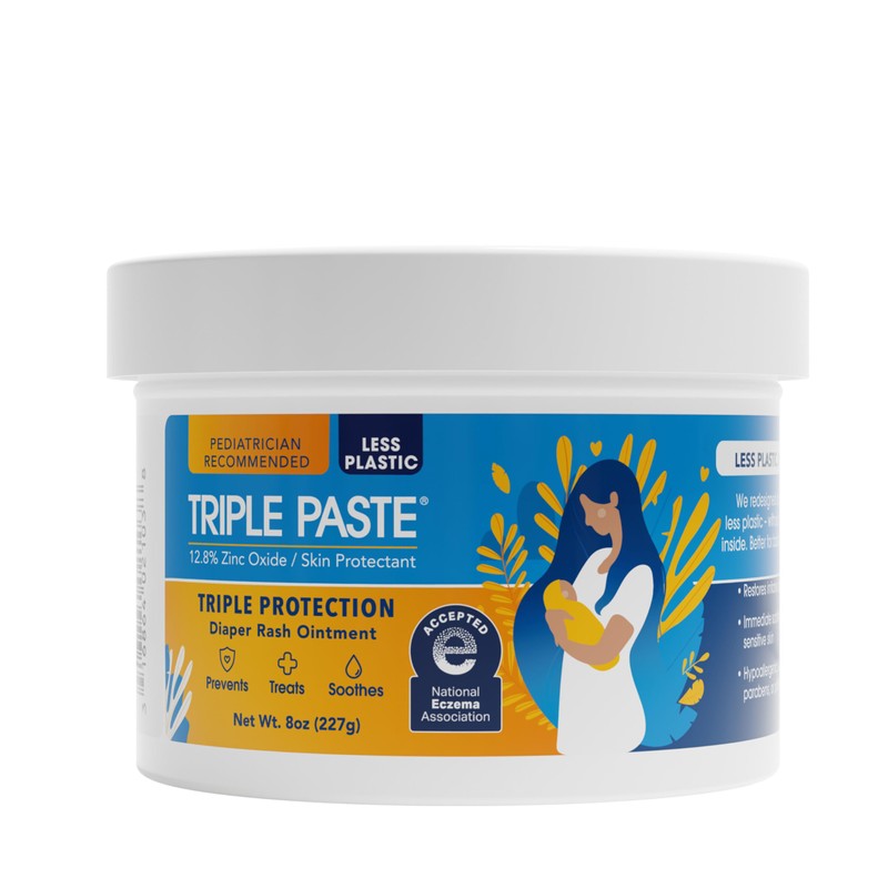Triple Paste Diaper Rash Cream, Zinc Oxide Baby Ointment, 8
