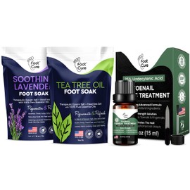 Tea Tree Oil & Soothing Lavender Foot Soak with Epsom Salt - Best Toenail Treatment & Softens Calluses & Toe Nail Repair Solution
