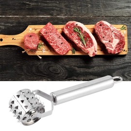 Oumefar Stainless Steel Meat Tenderizer Roller Beef Steak Chicken Mallet Hammer Kitchen Tool with Ergonomic Handle for Tenderising Steak Beef 21 x 4 x 4 cm Silver