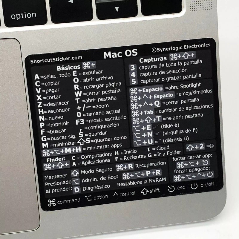 SYNERLOGIC Referencia de atajos de teclado por Mac OS Pegatina