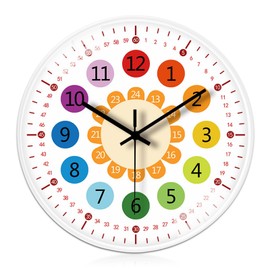 Children's Wall Clock without Ticking Sounds: 20 cm Children's Wall Clock Learning Clock Wall Clock Children's Room Clock for Girls and Boys for Children's Room, Kitchen, Living Room, Bedroom, Office,
