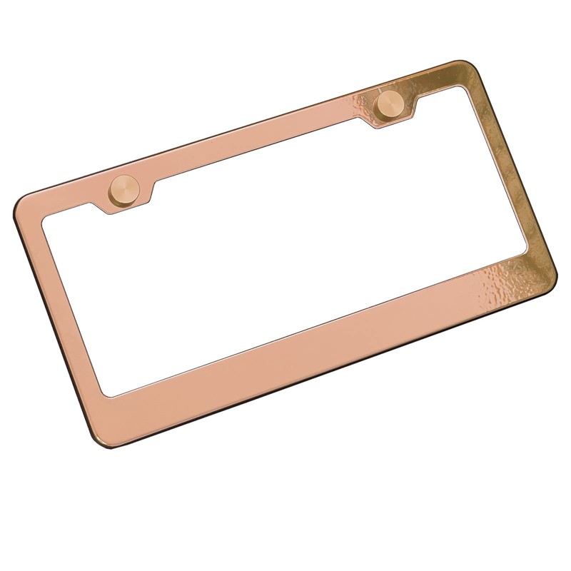NAROWAN Silicone Back Guard License Plate Frame Rose Gold Mirror