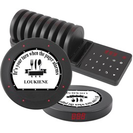 LOUKIENE Restaurant Pager System, 10 Pagers, Wireless Coaster Beepers Guest Customer Queue Pagers for Food Truck Church Nursery Clinic Coffee Shop Restaurants Bar with Vibration Flash Buzzer