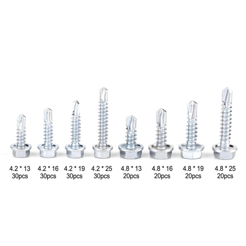 200pcs Self Tapping Screw, Metal Self Tapping Drill Screws Assortment