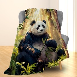 Ti Caldi Cute Panda in Forest Blanket | Soft Warm Fuzzy Lightweight Animal Flannel Throw Blanket Perfect for Couch, Bed, Travel & Outdoor Use, Cozy Blankets for Adults Kids Boys Girls 60×50 in