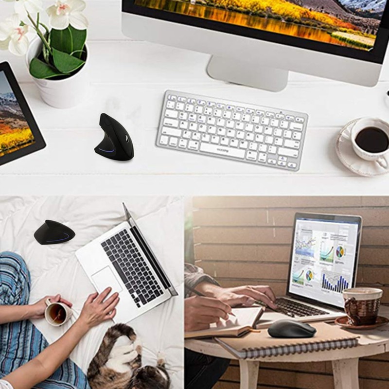 Left Handed Mouse, Ergonomic 2.4GHz Vertical Optical Wireless Mouse with