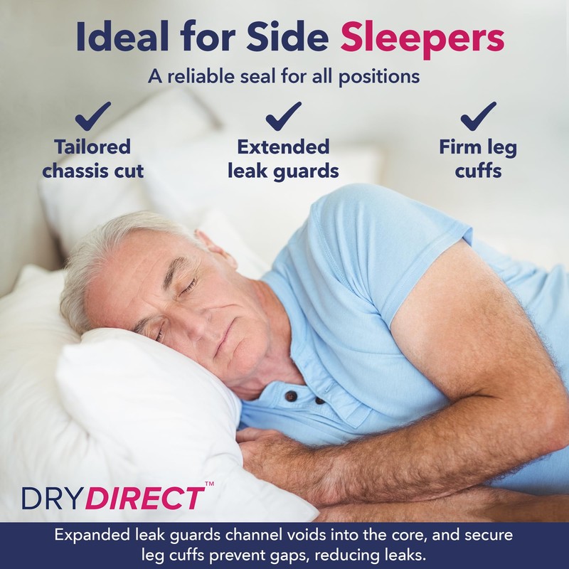 Dry Direct Super Overnight Underwear, Soft Cloth-Like Adult Diapers, Overnight