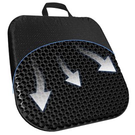 Gel Seat Cushion for Long Sitting With handle-Large & Thick & Soft & Breathable-Gel Cushion for Wheelchair, Gel Chair Cushion for Hip Pain, Gel Seat Cushion for Office Chair (Black, 17 x 15 inches)